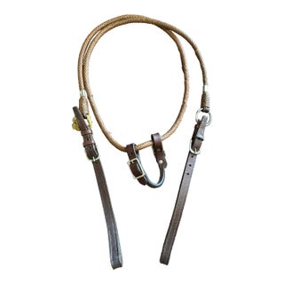 Vintage English 80” Braided Plaited Leather, Stainless Steel Equestrian Horse Rein For Sale