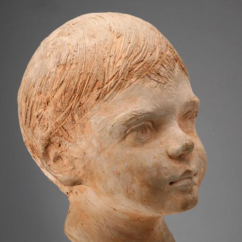 Portrait of a Boy in Terracotta from Mario Bertozzi For Sale - Image 9 of 12