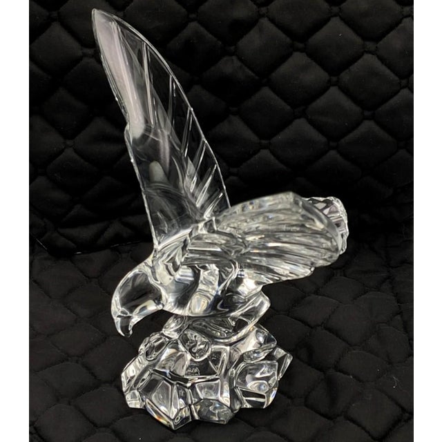 Transparent Val St Lambert Crystal Eagle Sculpture / Figurine (Large 9.5-inch, 4lbs) Signed DeSousa For Sale - Image 8 of 18
