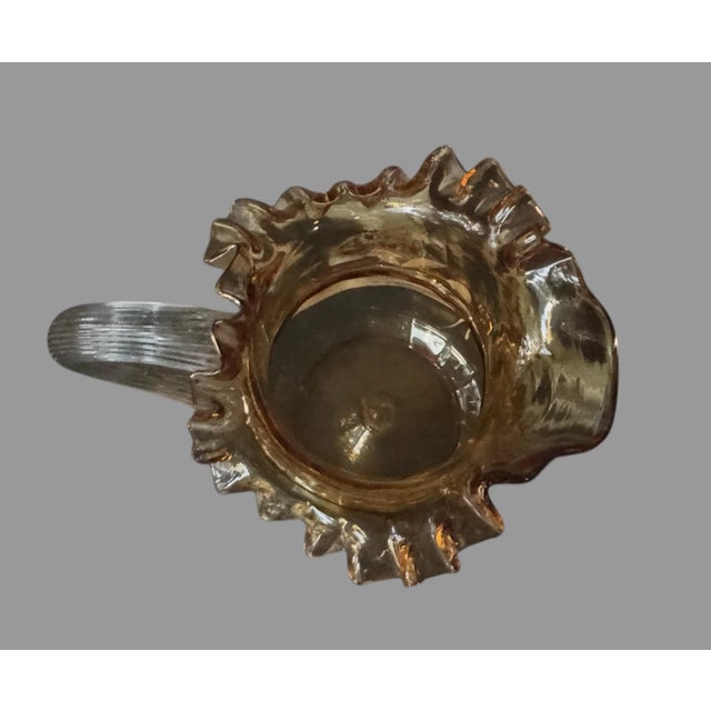 Antique Victorian Floral Enamel Decorated Art Glass Water Pitcher With 4 Glasses For Sale - Image 9 of 10