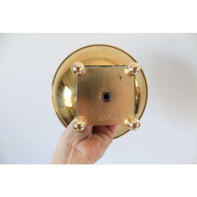 Brass Vintage Brass Bowl on a Italian Fine Marble Pedestal Base. For Sale - Image 8 of 8
