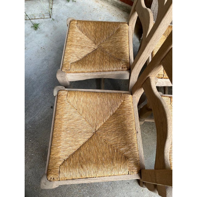 Set 6 Vintage French Ladder Back Dining Chairs Rush Seat Bleached Oak Farmhouse For Sale - Image 17 of 18