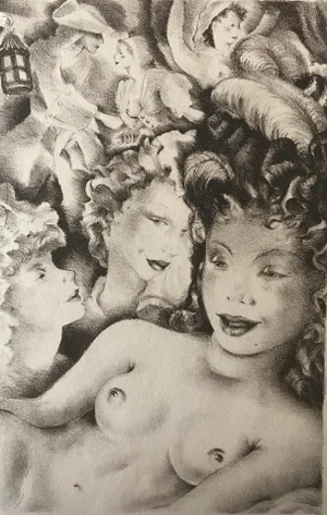 1937 Mariette Lydis Parisian Women Lithograph