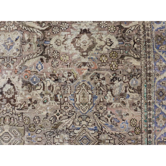 Tribal Square Antique Persian Sultanabad-Mahal Rug With All-Over Sub-Geometric Design For Sale - Image 3 of 12