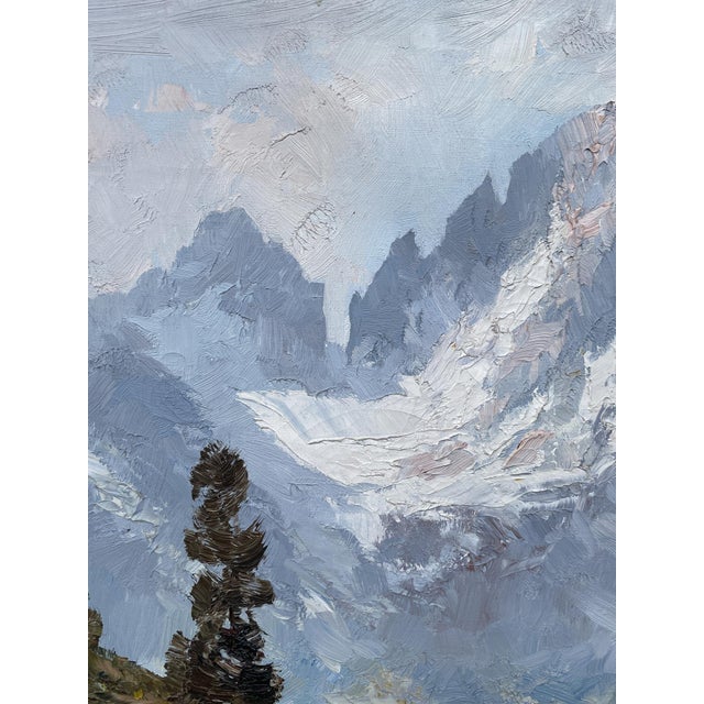 Cimon Della Pala Alpine Landscape with Dolomites, 20th Century, Oil on Canvas For Sale - Image 6 of 13