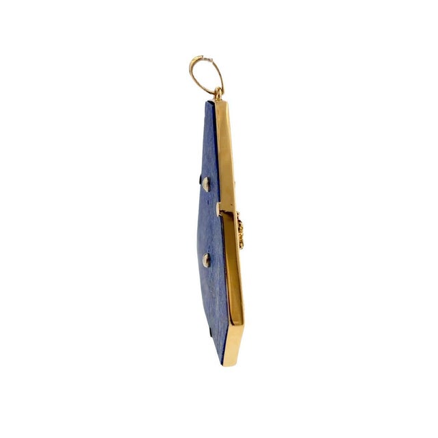 Vintage Oversized 18k Lapis Lazuli Libra Zodiac Pendant For Sale - Image 4 of 10