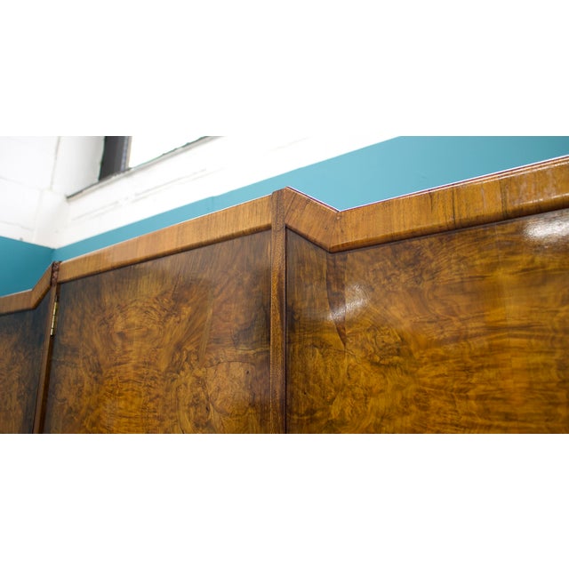 Vintage Art Deco Burr Walnut Triple Door Wardrobe, 1930s For Sale - Image 14 of 15