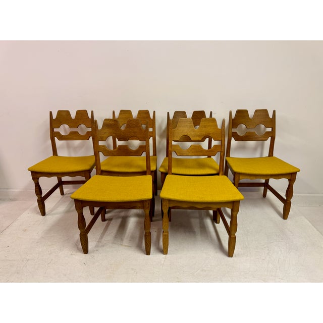 Danish Razorblade Oak Dining Chairs by Henning Kjaernulf, 1960s, Set of 6 For Sale - Image 4 of 18