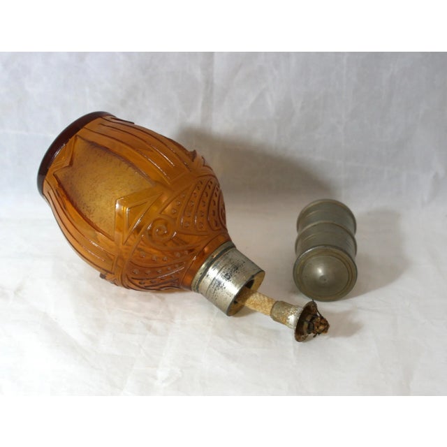 Brown 1920s Art Deco Cristaux d'Art St Louis France Amber Glass Hand Cut Crystal Perfume Lamp Bottle For Sale - Image 8 of 11