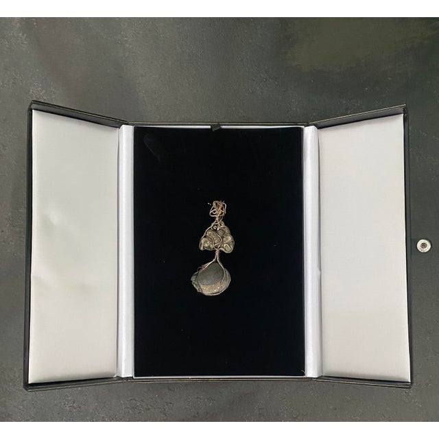 Contemporary Raw Iron Pyrite Wrapped Pendant in Original Presentation Gift Box For Sale - Image 3 of 18