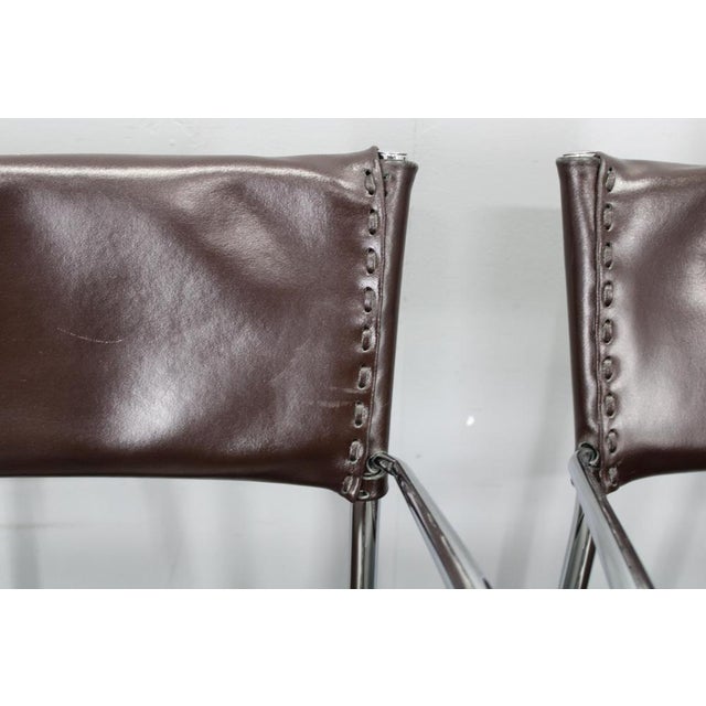 Mid-Century Modern Armchairs in Leather & Chrome from Arper, 1980s, Set of 6 For Sale - Image 6 of 18