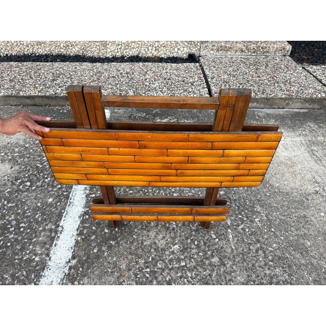 1950s Mid-Century Split Bamboo Folding Table For Sale - Image 12 of 12