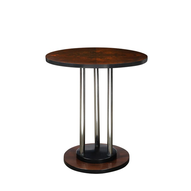Art Deco Art Deco Machine Age Side Tables in Book-Matched Walnut by Donald Deskey For Sale - Image 3 of 14