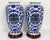 Pair of Blue & White Chinese Export Style Porcelain Floor Vases on Hardwood Stands, 18" Tall For Sale - Image 4 of 8
