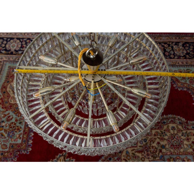 Large Mid-Century Modern Crystal 12-Light Ceiling Lamp, 1950s For Sale - Image 18 of 18