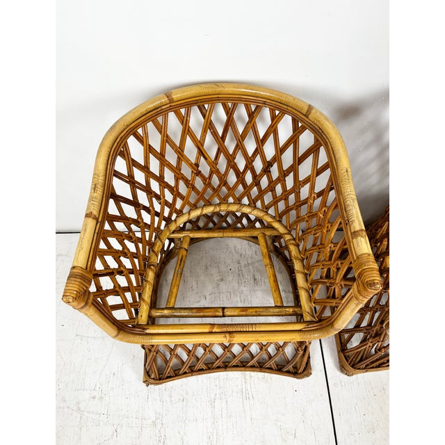 Vintage Woven Pencil Reed Rattan Accent Chairs- A Pair For Sale - Image 12 of 12