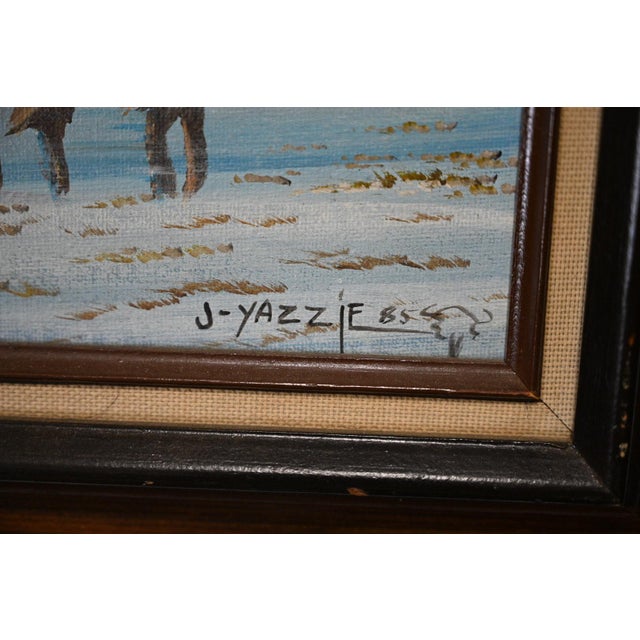 1980s 1980s Johnny Yazzie — Signed Southwestern Figural Painting on Canvas Panel For Sale - Image 5 of 7