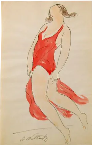 "Isadora Duncan" Watercolor & Ink Drawing
