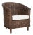 Modern Rattan Barrel Chair in Brown & White For Sale - Image 3 of 11