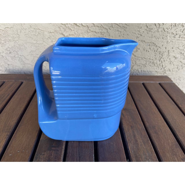 Art Deco 1930s Art Deco Westinghouse Hall Periwinkle Blue Pitcher For Sale - Image 3 of 5