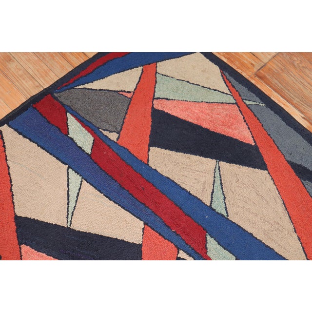 Abstract Vintage Zabihi Collection American Hooked Abstract Scatter Square Rug - 2'11" x 3'2" For Sale - Image 3 of 8