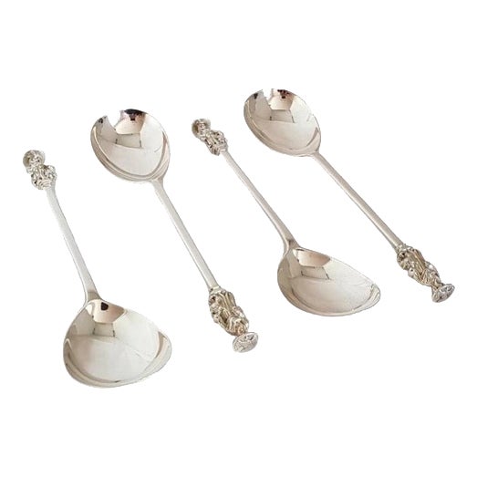 Antique Victorian London Silver Apostle Spoons with Heraldic Seals, 1897, Set of 4 For Sale