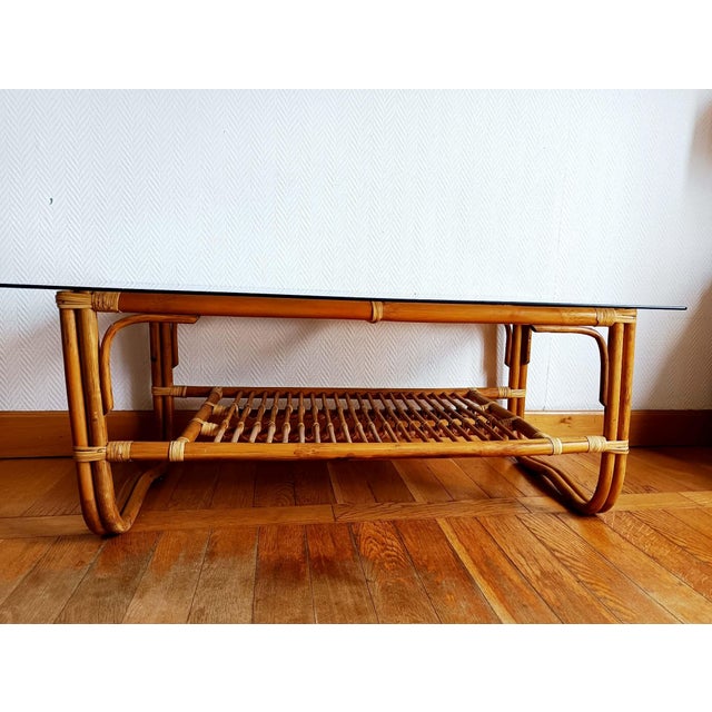 Vintage Rattan Coffee Table, 1960s For Sale - Image 3 of 11