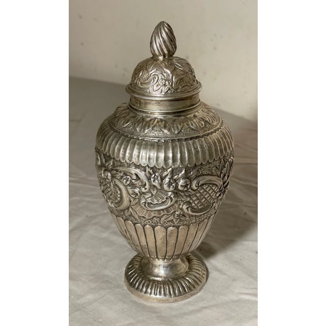 Up for sale is a rare antique late 19th century handmade Antonius Jacobus Hendricus de Ruijter 833 silver tea caddy. It's...