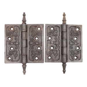 Pair of 4.5 X 4.5 In. Antique Cast Iron Victorian Door Hinges