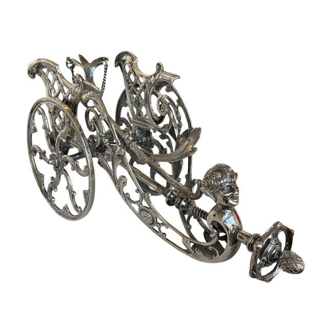 Antique Silver Wine Bottle Chariot Trolley Caddy - Made in Italy For Sale - Image 4 of 14