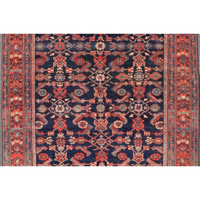 Antique Persian Malayer Rug With Colorful Geometric All-Over Design in Dark Blue 5'1 X 6'8 For Sale - Image 10 of 15