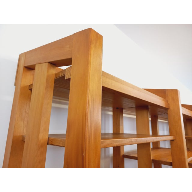 Wood Large Modular Bookcase with Pine Shelves, 1970s, Set of 6 For Sale - Image 7 of 18
