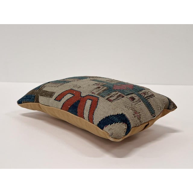 #1 Vintage Turkish Kilim Accent Pillow | Handwoven Wool Decorative Cushion | 7 in X 12 In For Sale In New York - Image 6 of 9