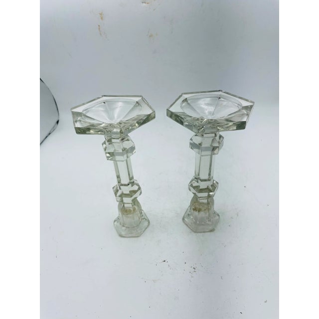 Vintage Glass Candle Holders For Sale - Image 4 of 5