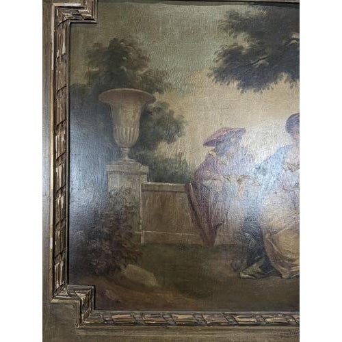 Louis XVI Style Trumeau with Painted Canvas Depicting Gallant Scene For Sale - Image 4 of 12