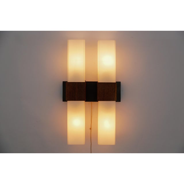 Mid-Century Modern Teak and Opaline Glass Wall Lamp from Kaiser Leuchten, 1960s For Sale - Image 3 of 17