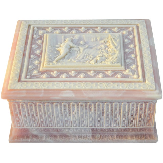 Stone Mid-Century Pink Incolay Stone Box For Sale - Image 7 of 7