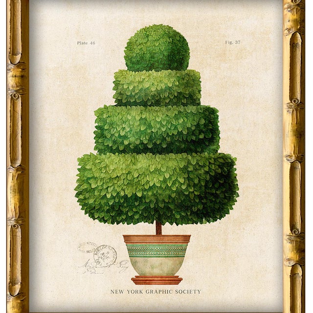 Illustration Framed Reproduction Vintage "Topiary Garden (4)" Art Print For Sale - Image 3 of 5