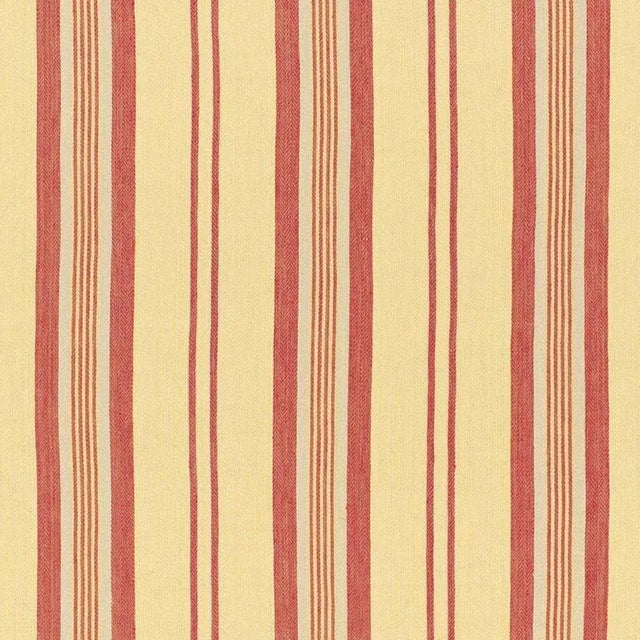 Sample - Schumacher Sagaponic Linen Stripe Fabric in Berry For Sale