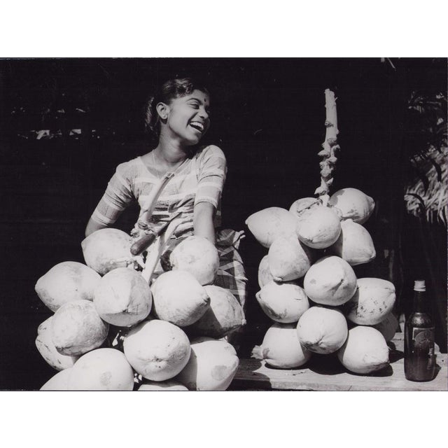 Ceylon, Happy Fruit Seller, 1963, Original Vintage Black & White Photograph For Sale