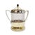 Pair of Art Nouveau lidded sugar bowls from the 1910s. Ornate brass frame with handles and a lid, featuring glass inserts....