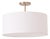 Stretch Semi Flush Mount - Weathered Brass Steel, Drum White Linen Shade, 92" Height, Mid-Century Style For Sale