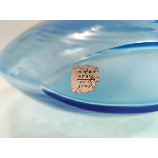 Postmodern Round Cyan Murano Glass Bottle by Alfredo Barbini, Italy, 1980s For Sale - Image 11 of 13