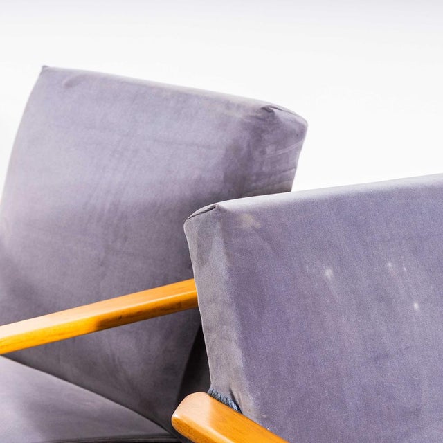 Mid-Century Grey Upholstered Armchair, 1950s For Sale - Image 10 of 11