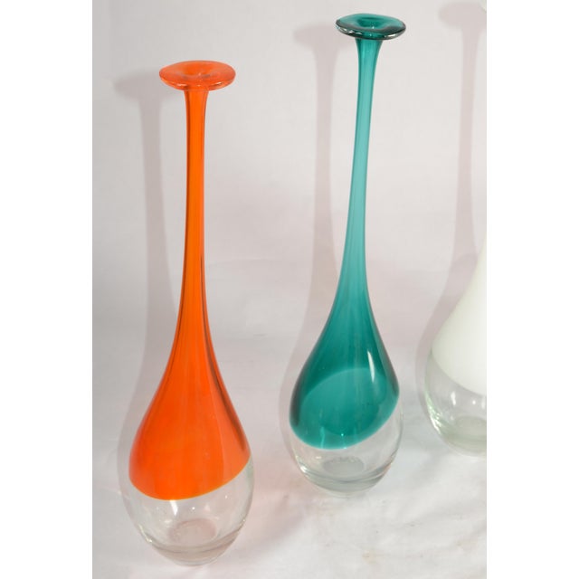 Set 4 Carlo Moretti Style Blown Colorful Art Glass Bud Vase Mid-Century Modern For Sale - Image 10 of 13