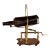 A very handsome English port or wine decanter made from bell metal, steel and iron, supported on a mahogany base in the...