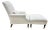 Pearl White Bouclé Chaise Lounge Chair With Matching Ottoman and Kidney Pillow For Sale