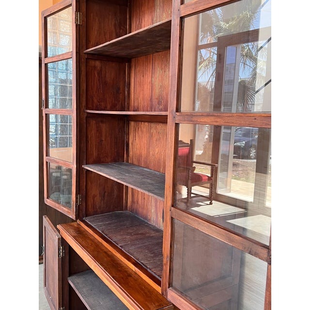 Spanish Large Pine Cupboard or Bookcase with Glass Vitrine, 19th Century For Sale - Image 14 of 18