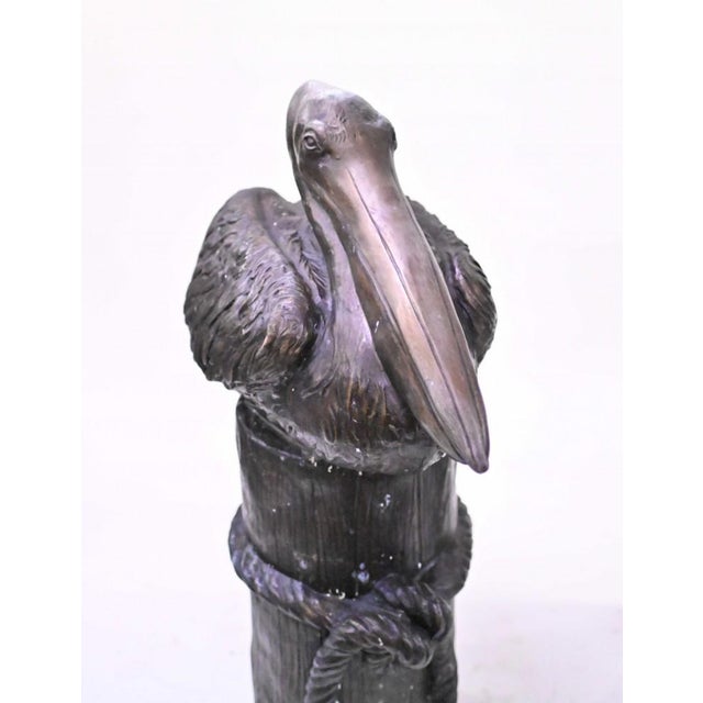 Metal Large Bronze Pelicans Statues, Set of 2 For Sale - Image 7 of 14