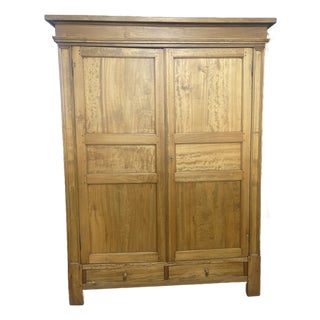 Antique Large French Pine Armoire Wardrobe For Sale